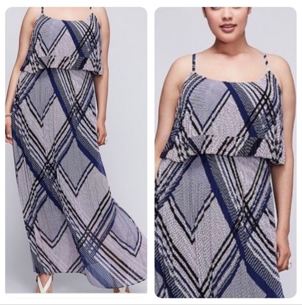 Lane Bryant Pleated Tiered Maxi Dress